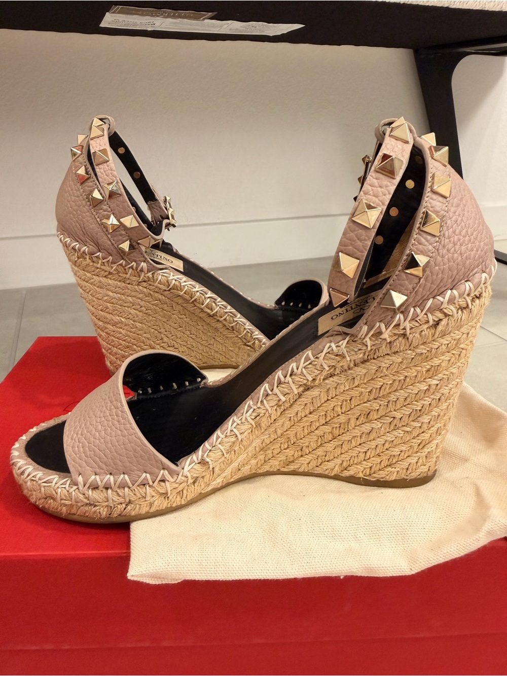 Valentino Garavani Rockstud Double Espadrille Wedge Sandals - Picture 5 of 8